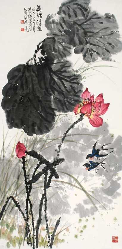 张世简 河塘清趣 立轴